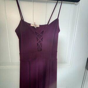 Wild Daisy Purple Slit Leg Criss Cross Detail Sleeveless Maxi Dress Small